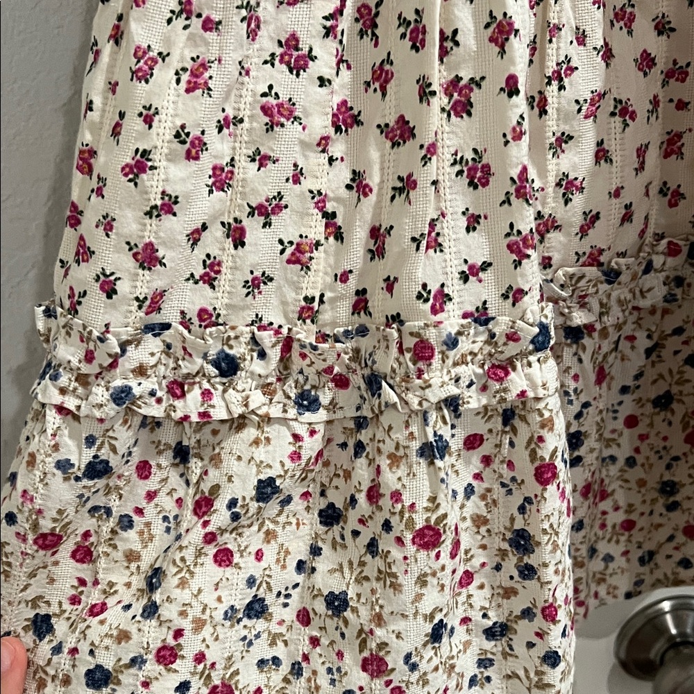 Sezane Floral Patchwork Mini Dress in Cream, Red & Blue - Picture 10 of 12